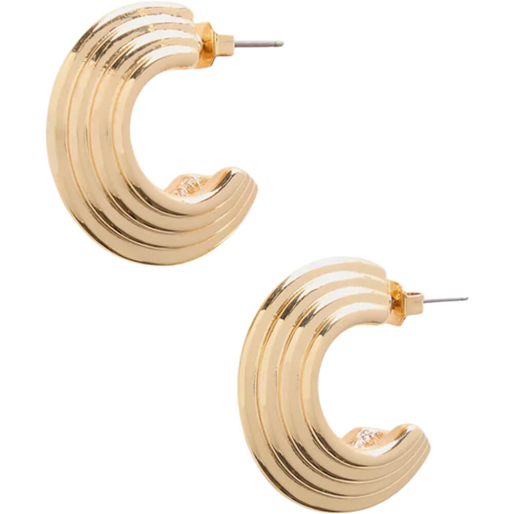 Mint Velvet Gold Tone Ribbed Hoop Earrings